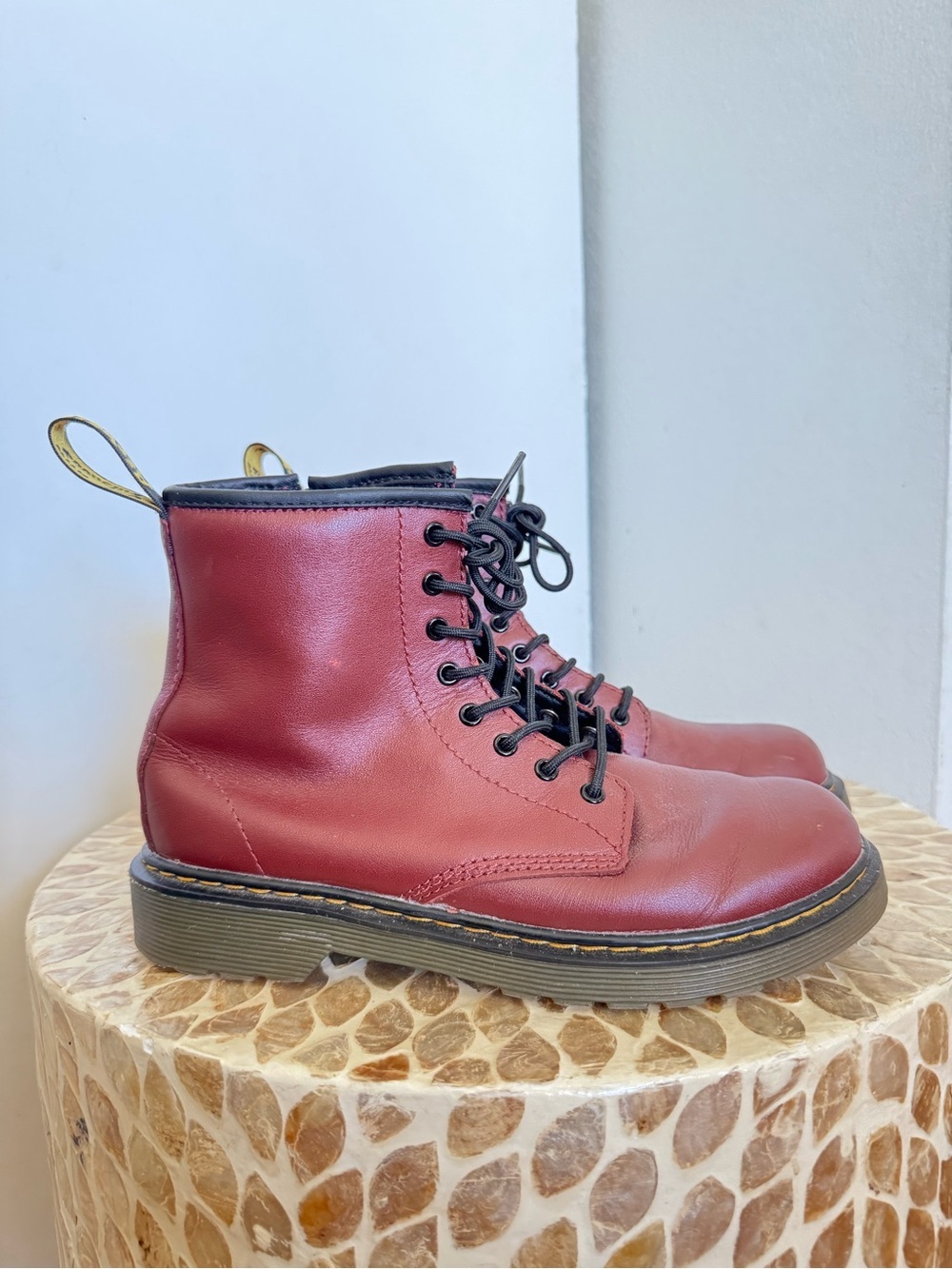 Dr Martens Maroon 1460 Lace-Up Leather Combat Boots size 5
